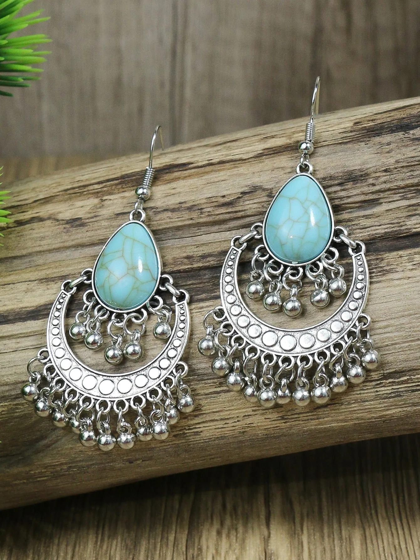 3pcs Turquoise & Ball Tassel Decor Jewelry Set - FD ⚡