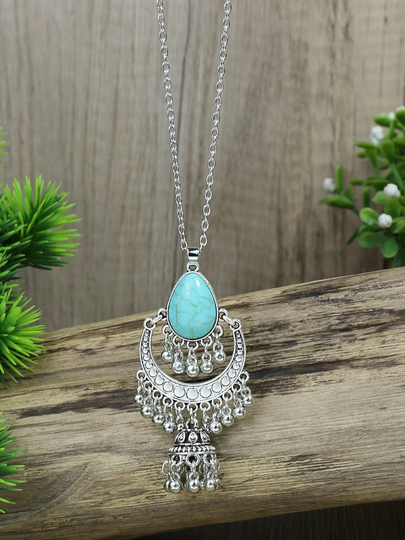 3pcs Turquoise & Ball Tassel Decor Jewelry Set - FD ⚡