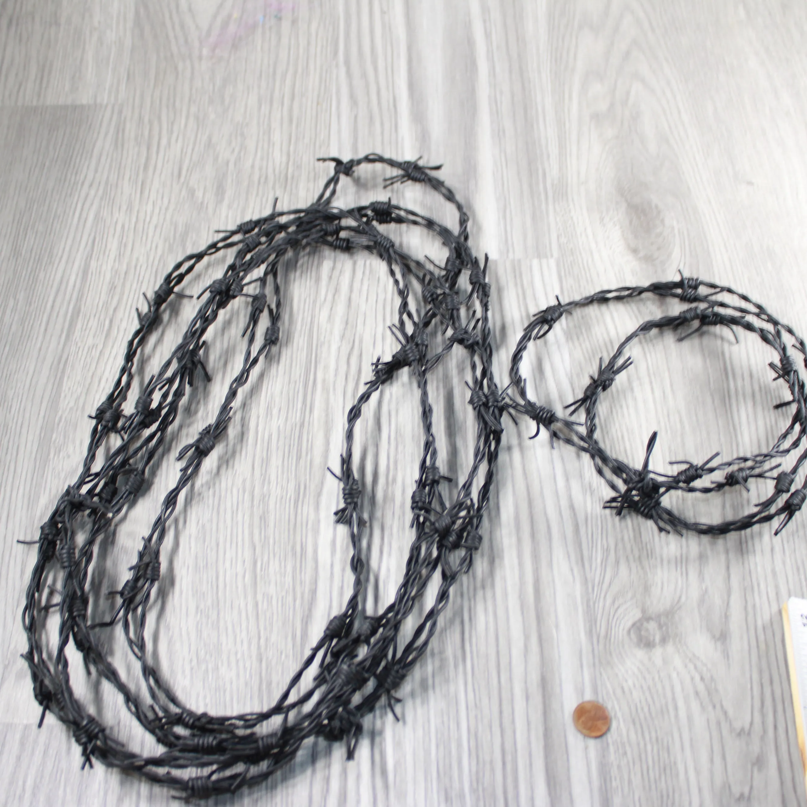 5 Leather Barbed Wire Necklaces Antique Black Colored   #5447