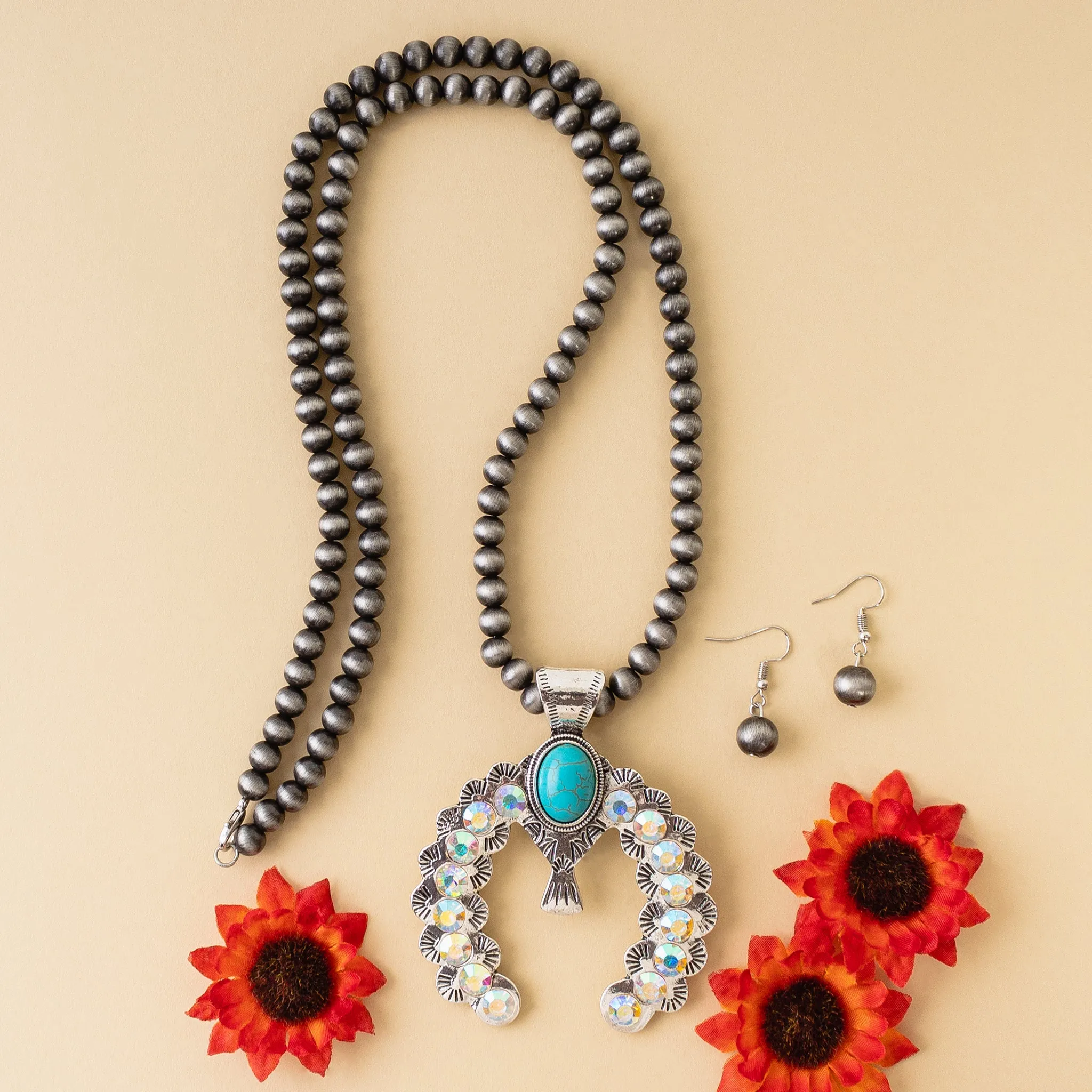 72696 - Squash Blossom Thunderbird Necklace - Turquoise & Silver