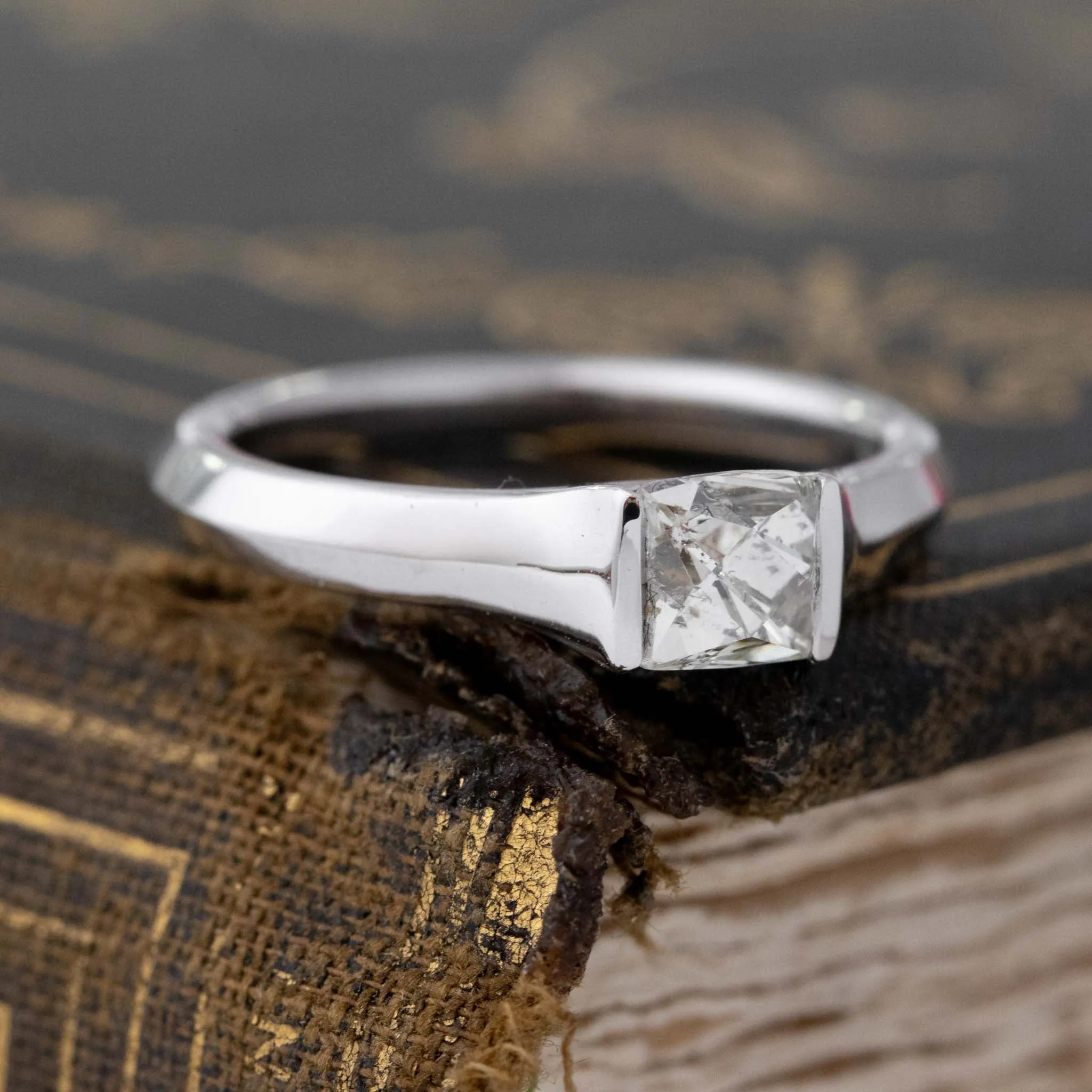 .75ct French Cut Diamond Half-Bezel Solitaire