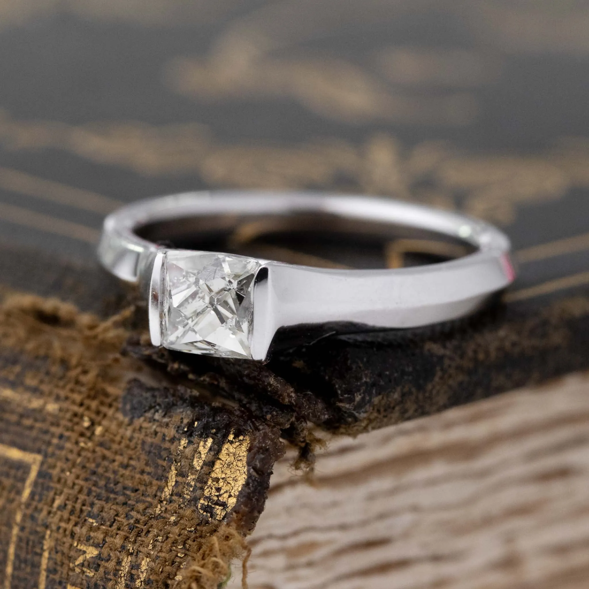 .75ct French Cut Diamond Half-Bezel Solitaire
