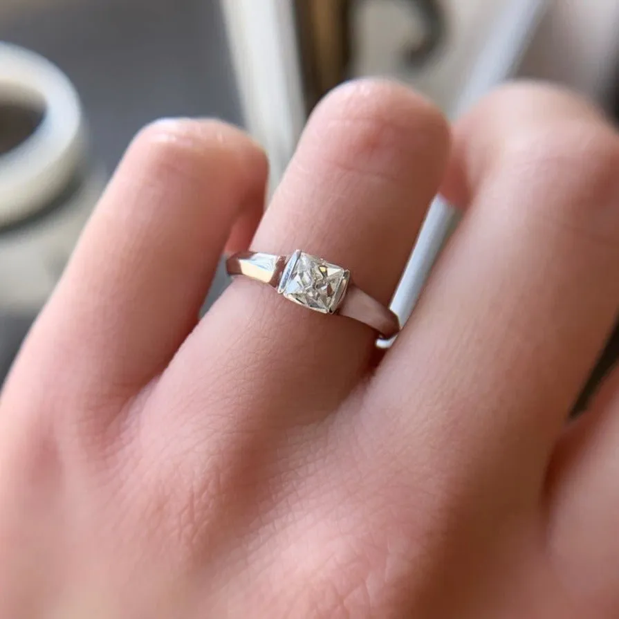 .75ct French Cut Diamond Half-Bezel Solitaire