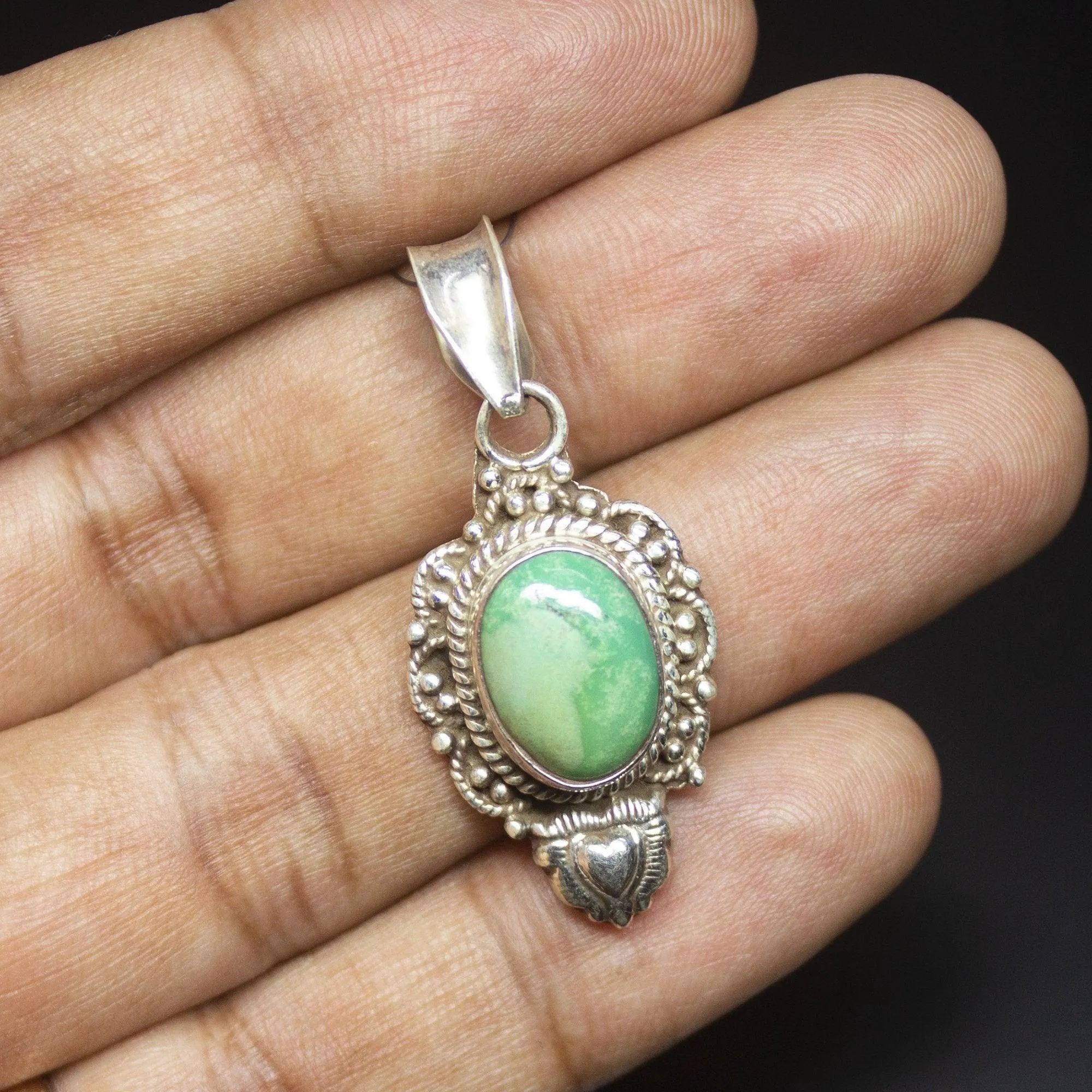 7.8gm Natural Turquoise Oval Shape 925 Sterling Silver Bezel Pendant, Turquoise Pendant
