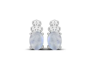 8x6mm Oval Shaped Rainbow Moonstone Earrings For Women Studs Earrings