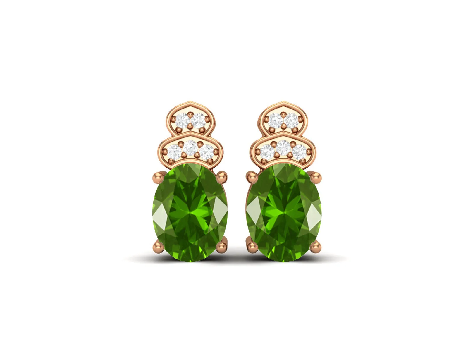 8x6mm Tsavorite Studs Earrings For Women Solitaire Earrings