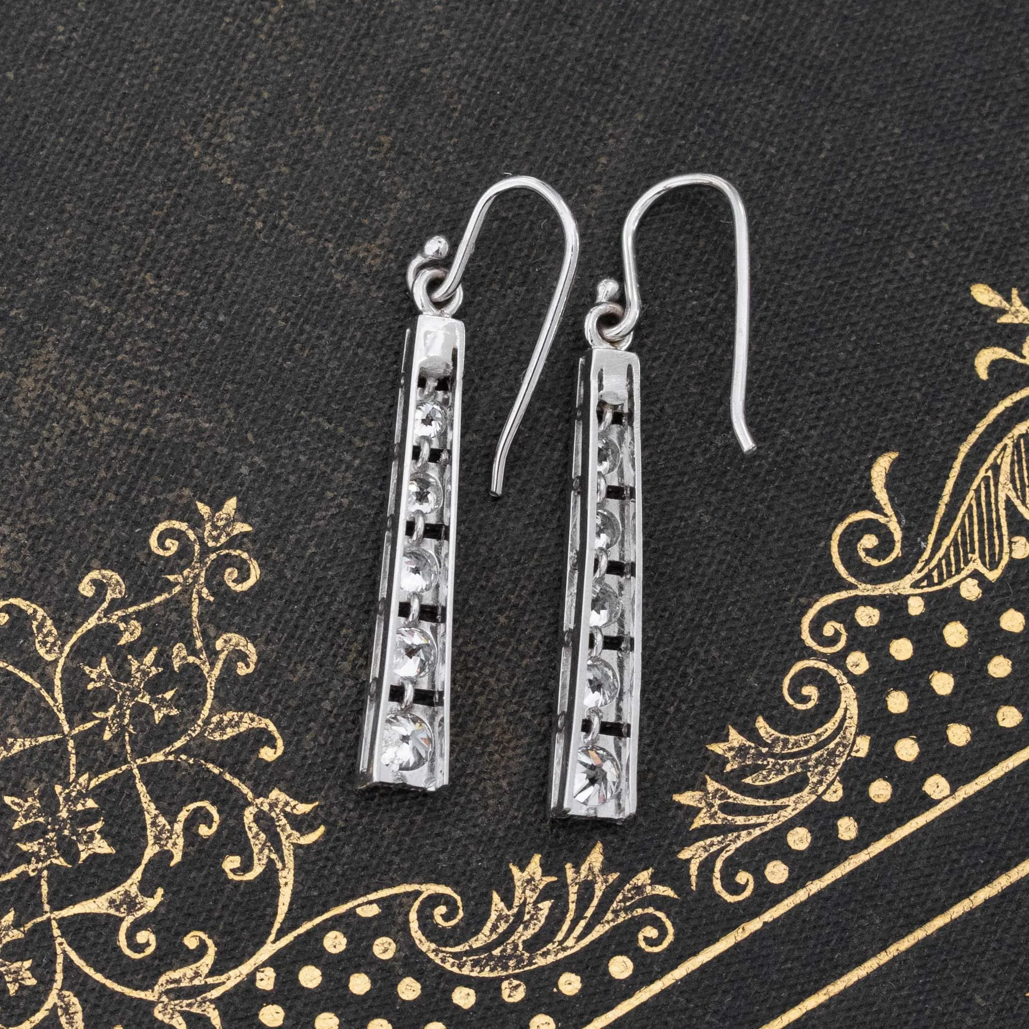 .90ctw Antique Old European Cut Diamond Drop Bar Earrings