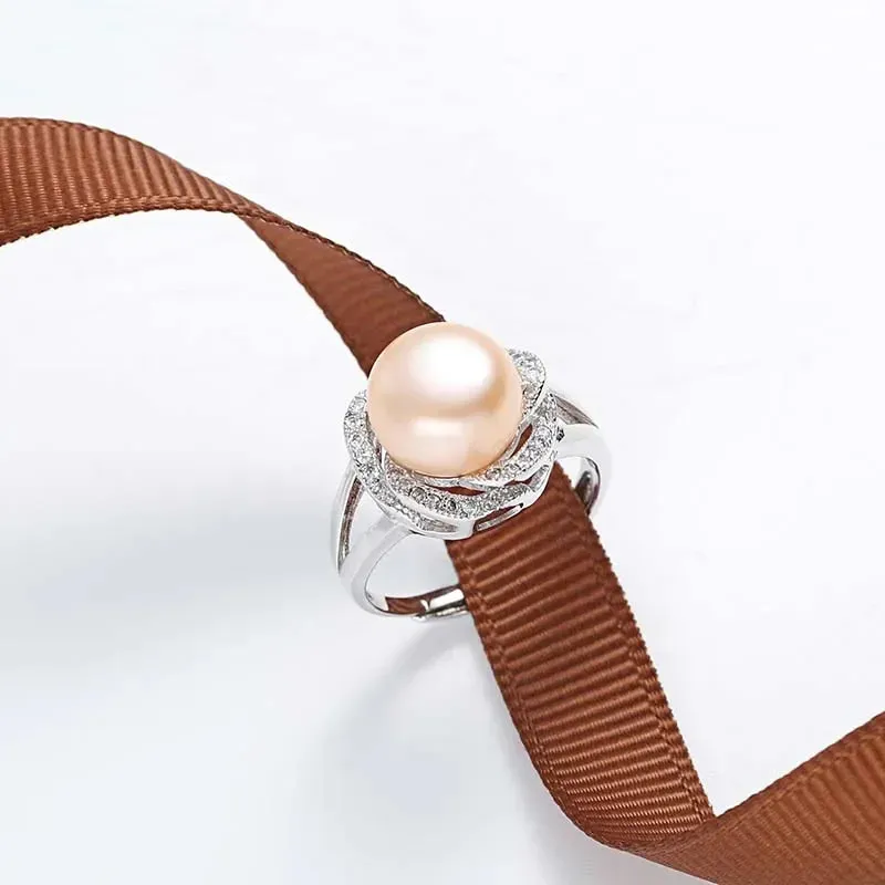 925 sterling silver jewelry big natural pearl rings for women stone ring adjustable