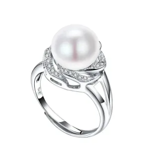 925 sterling silver jewelry big natural pearl rings for women stone ring adjustable