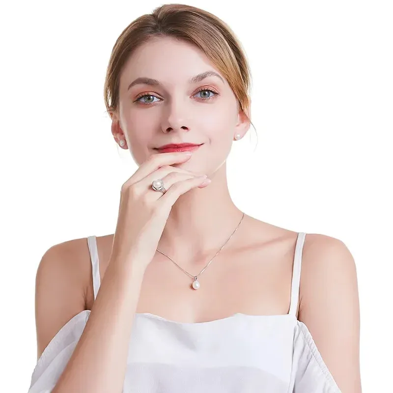 925 sterling silver jewelry big natural pearl rings for women stone ring adjustable