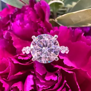 A. JAFFE Diamond Side Stone 14K White Gold Engagement Ring MECRD3421Q / 380