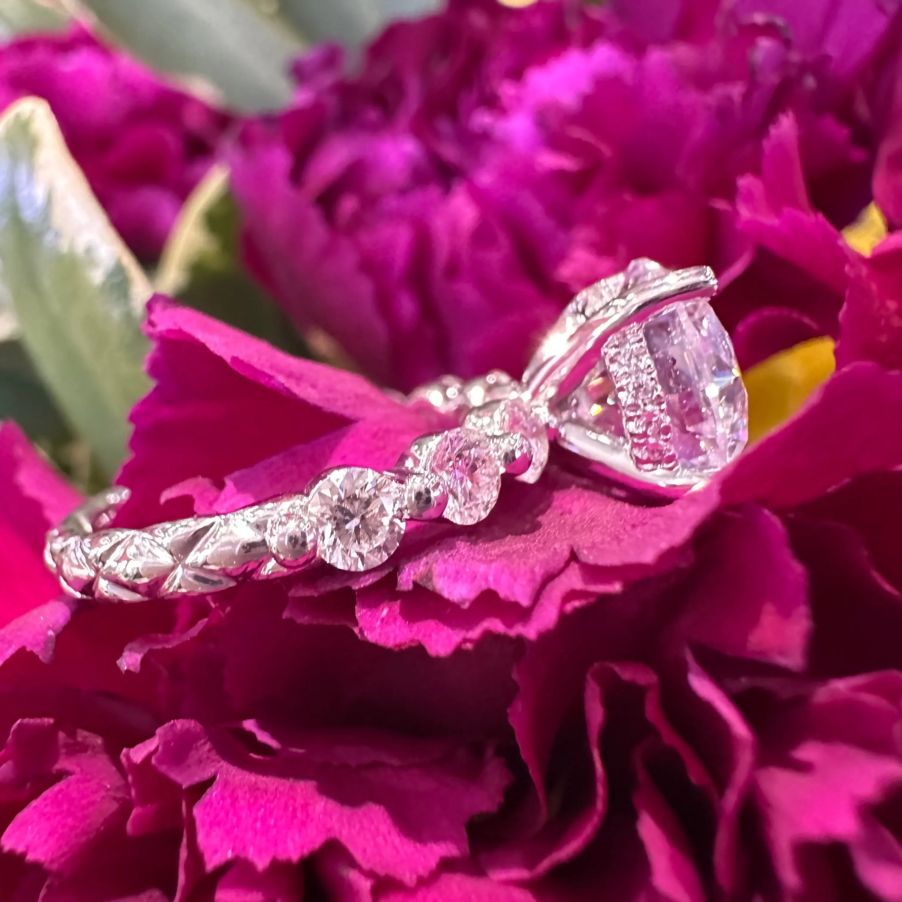 A. JAFFE Diamond Side Stone 14K White Gold Engagement Ring MECRD3421Q / 380