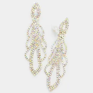 Abby - ab silver pave rhinestone clip on earrings