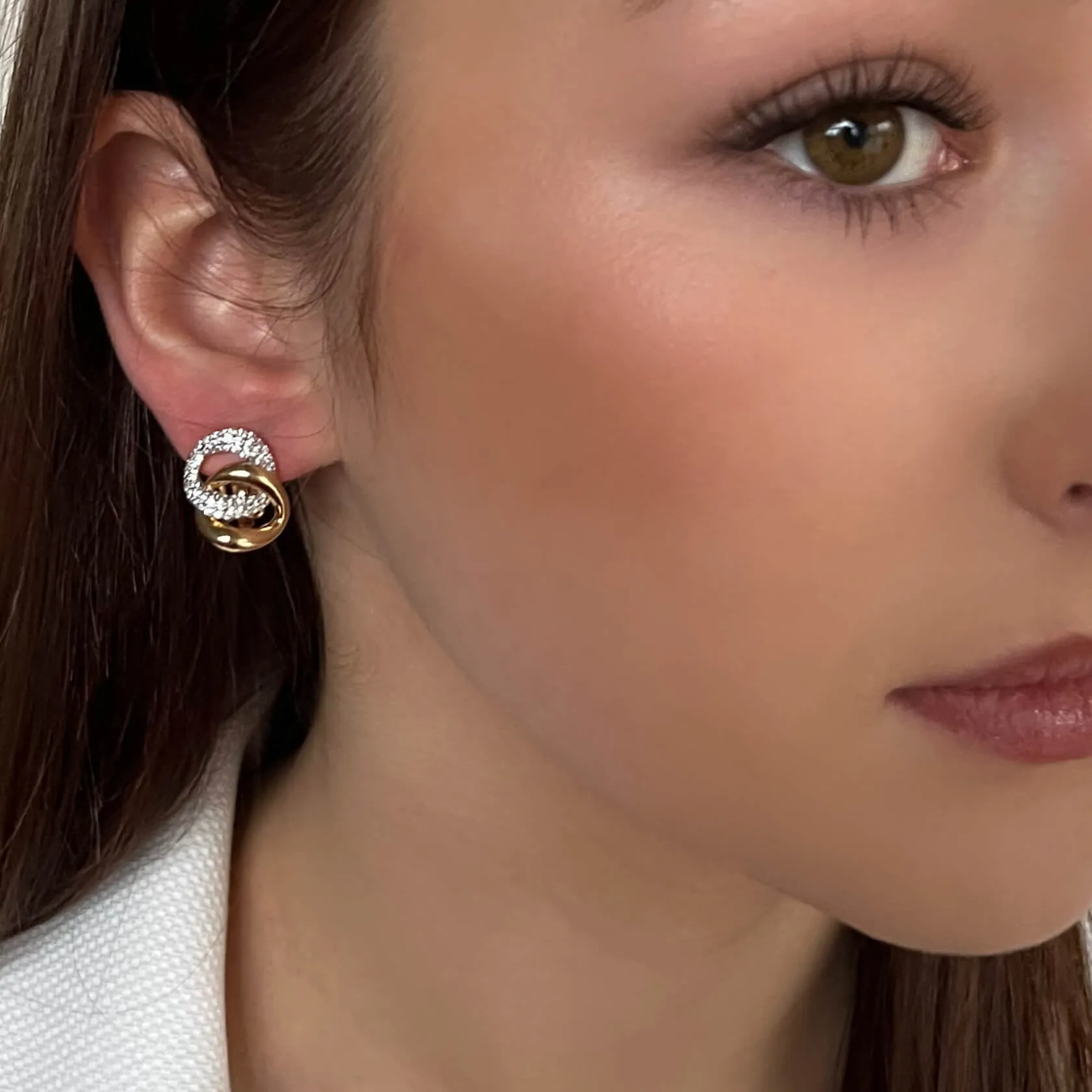 Absolute Gold Crystal Clip On Entwined Earrings