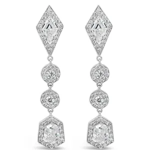 Absolute Silver Art Deco Long Drop Earrings