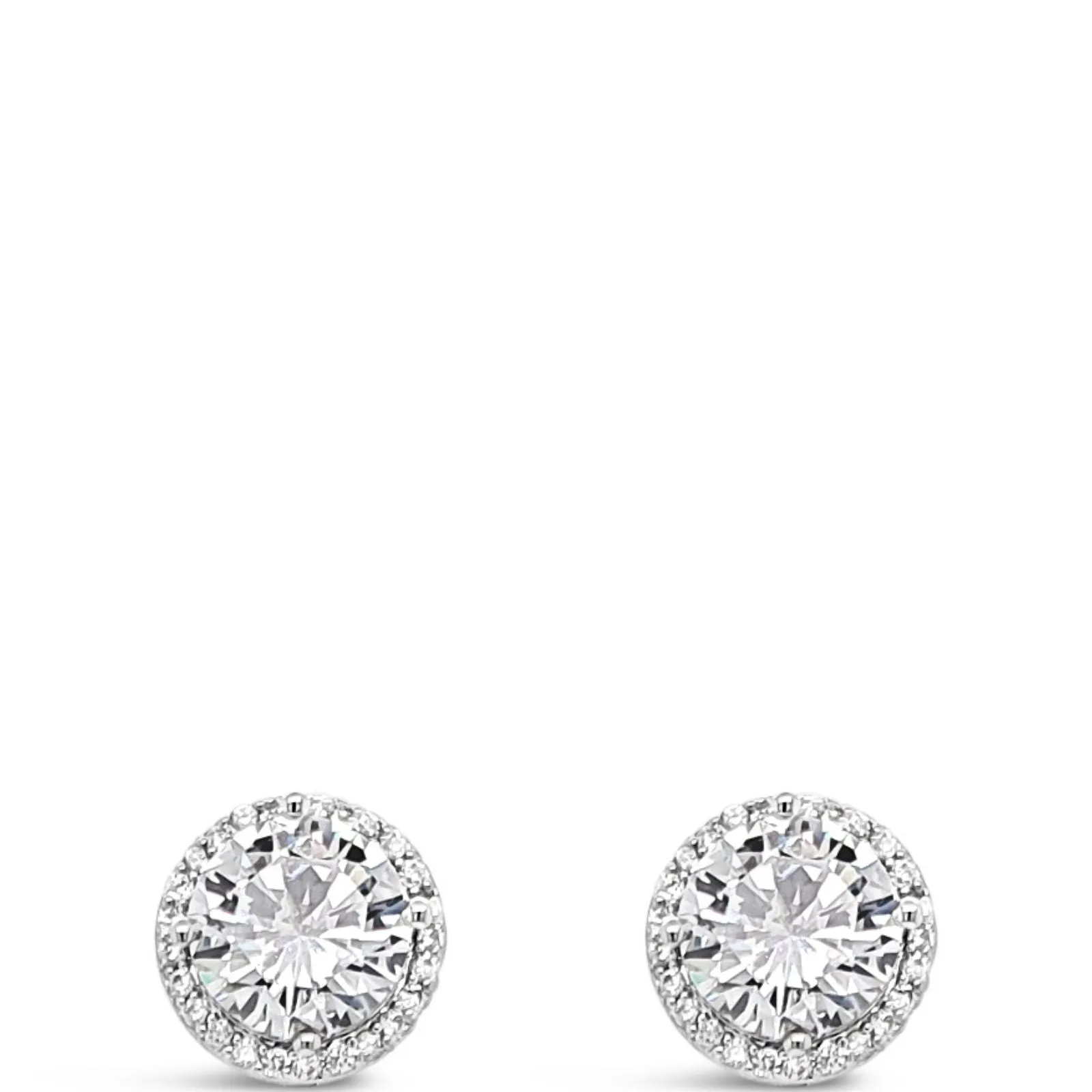 Absolute Silver Halo Crystal Clip On Earrings