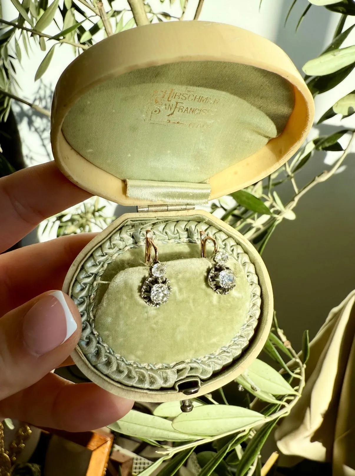 Act Deco 2.50ctwDiamond Earrings, Two Tone 18k & Sterling Silver