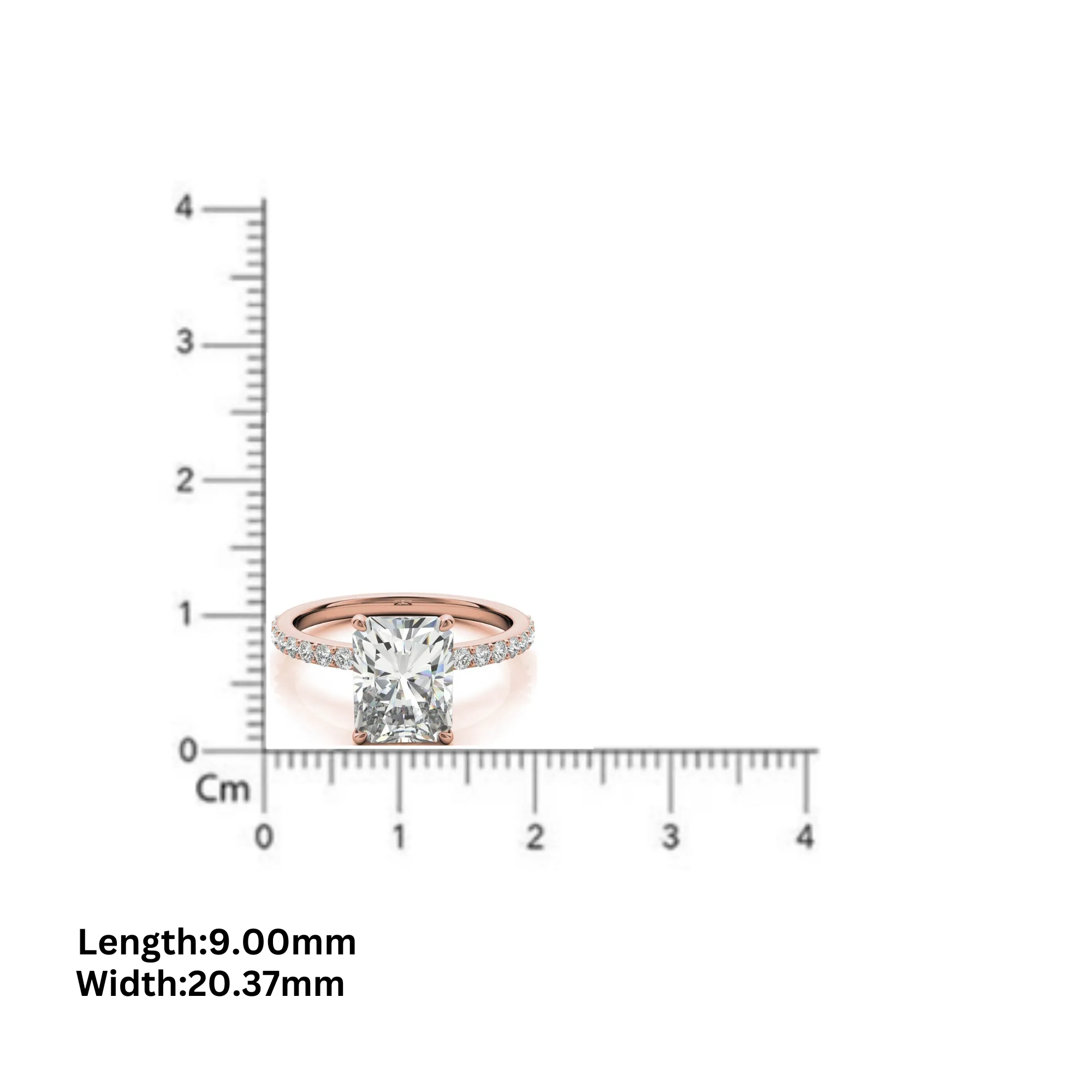 Adjustable Engagement Sterling Silver Yellow Gold Radiant Cut with Hidden Halo Design  Ring For Woman