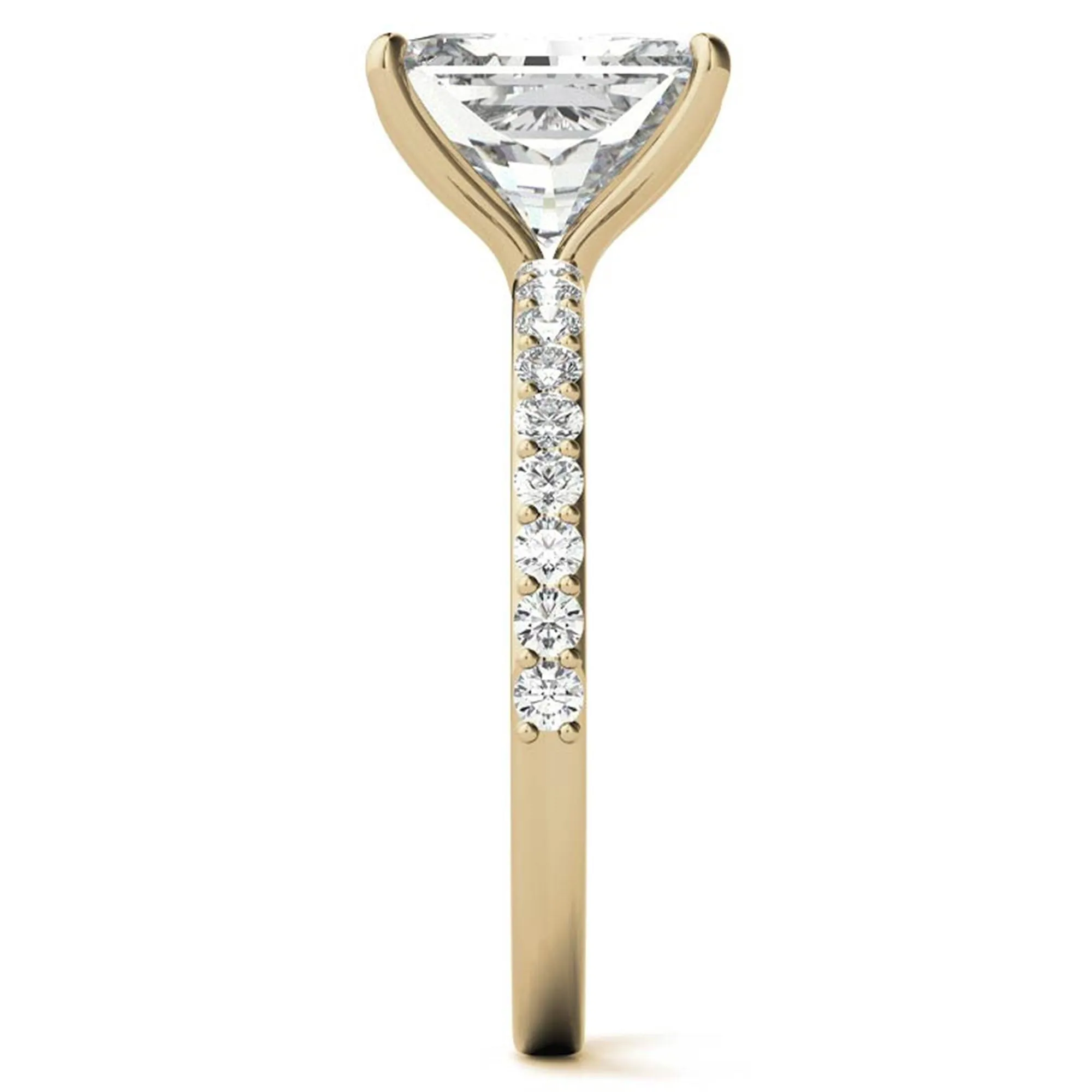 Adjustable Engagement Sterling Silver Yellow Gold Radiant Cut with Hidden Halo Design  Ring For Woman