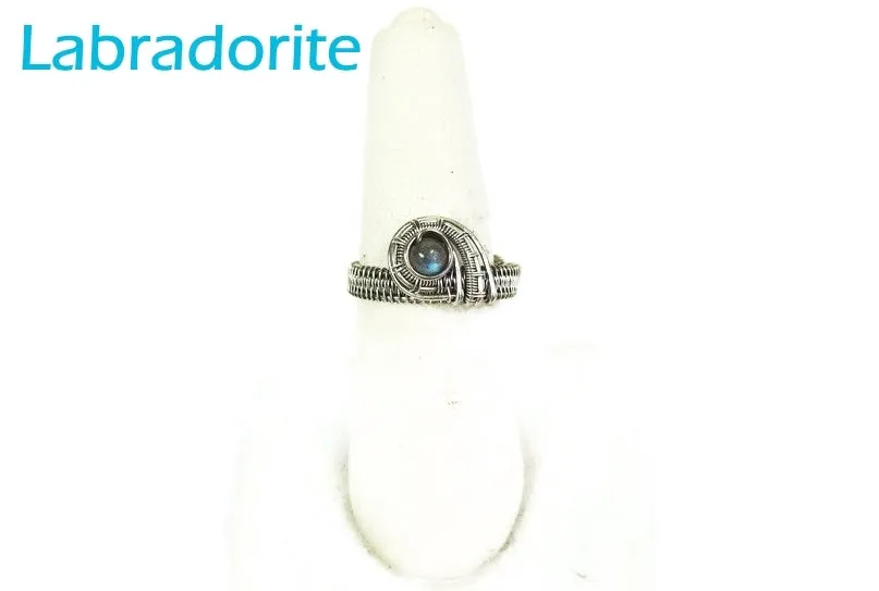 Adjustable Woven Sterling Silver Ring with Customizable Gemstone