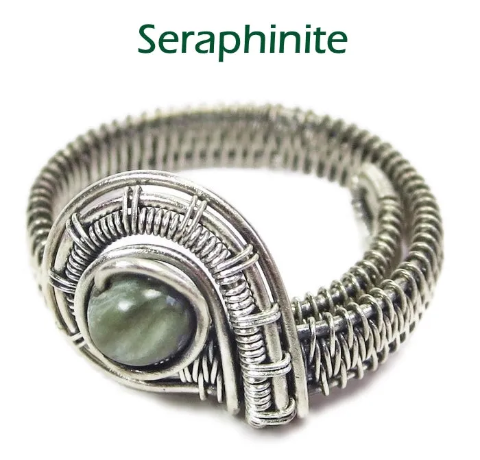 Adjustable Woven Sterling Silver Ring with Customizable Gemstone