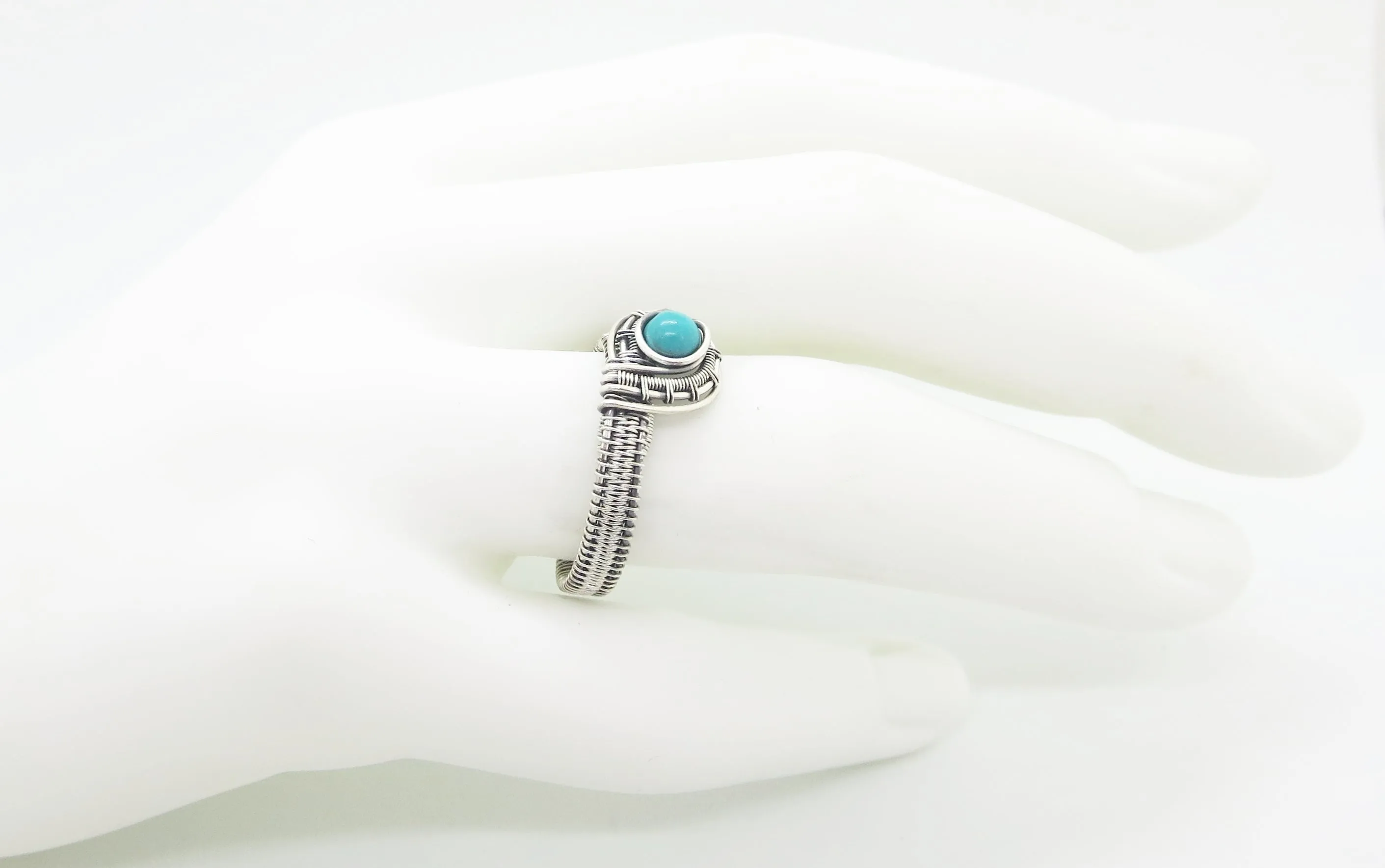 Adjustable Woven Sterling Silver Ring with Customizable Gemstone