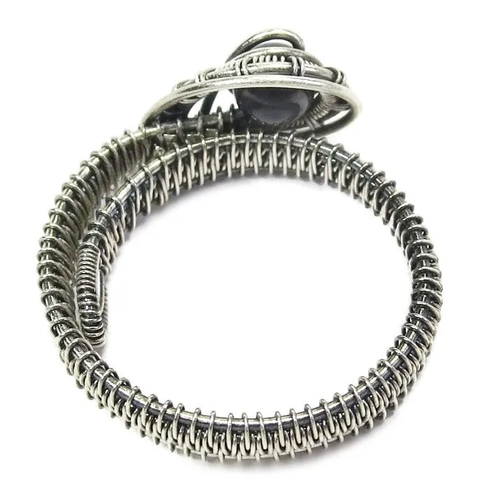 Adjustable Woven Sterling Silver Ring with Customizable Gemstone