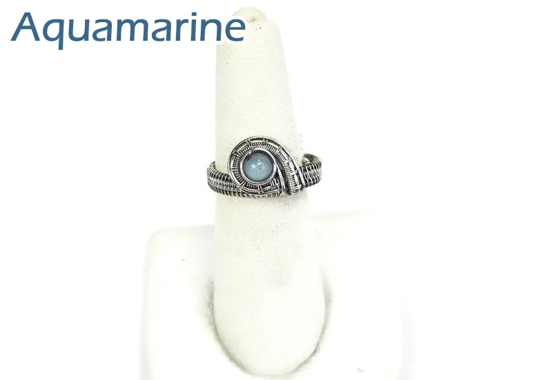 Adjustable Woven Sterling Silver Ring with Customizable Gemstone