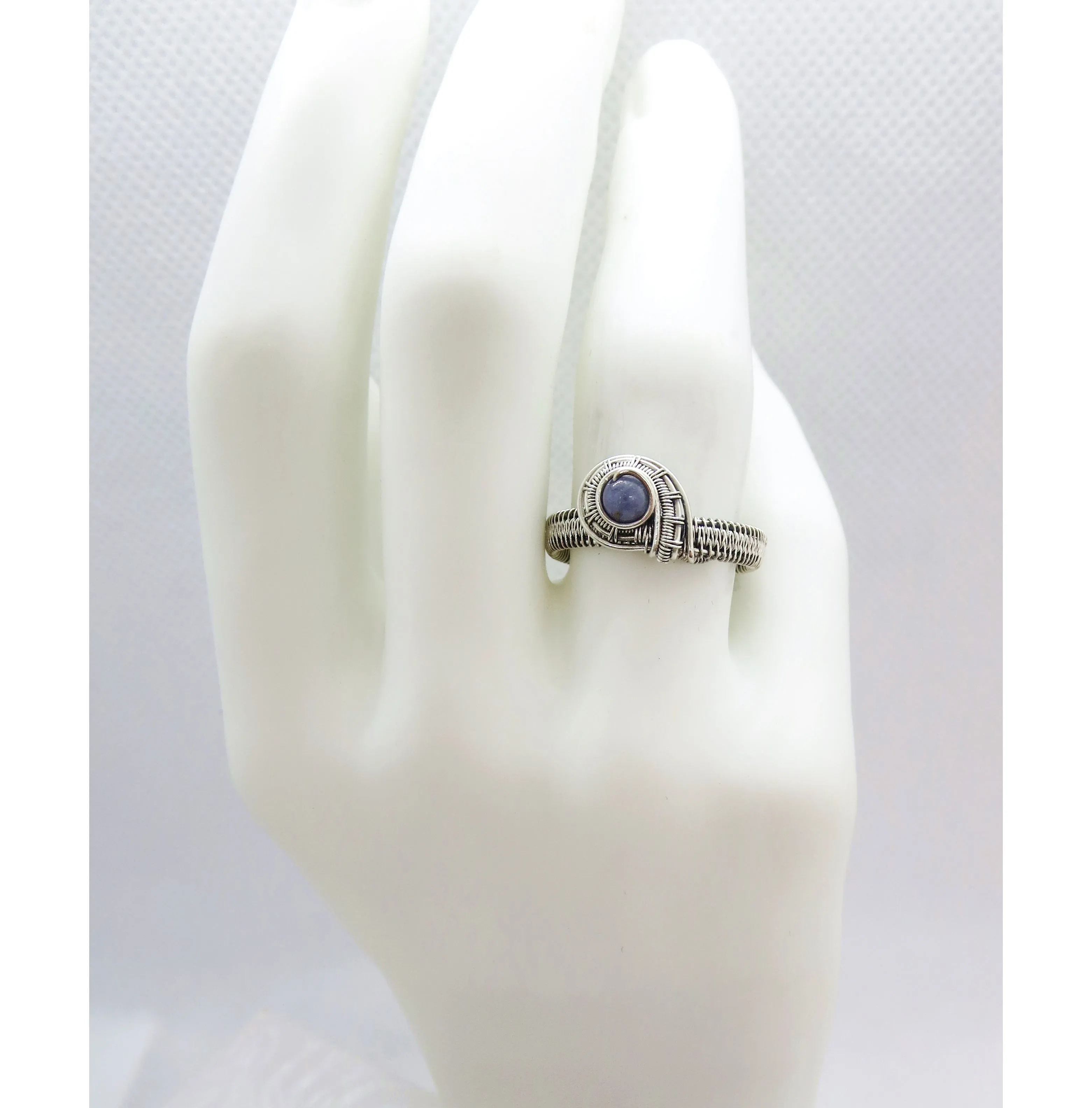 Adjustable Woven Sterling Silver Ring with Customizable Gemstone