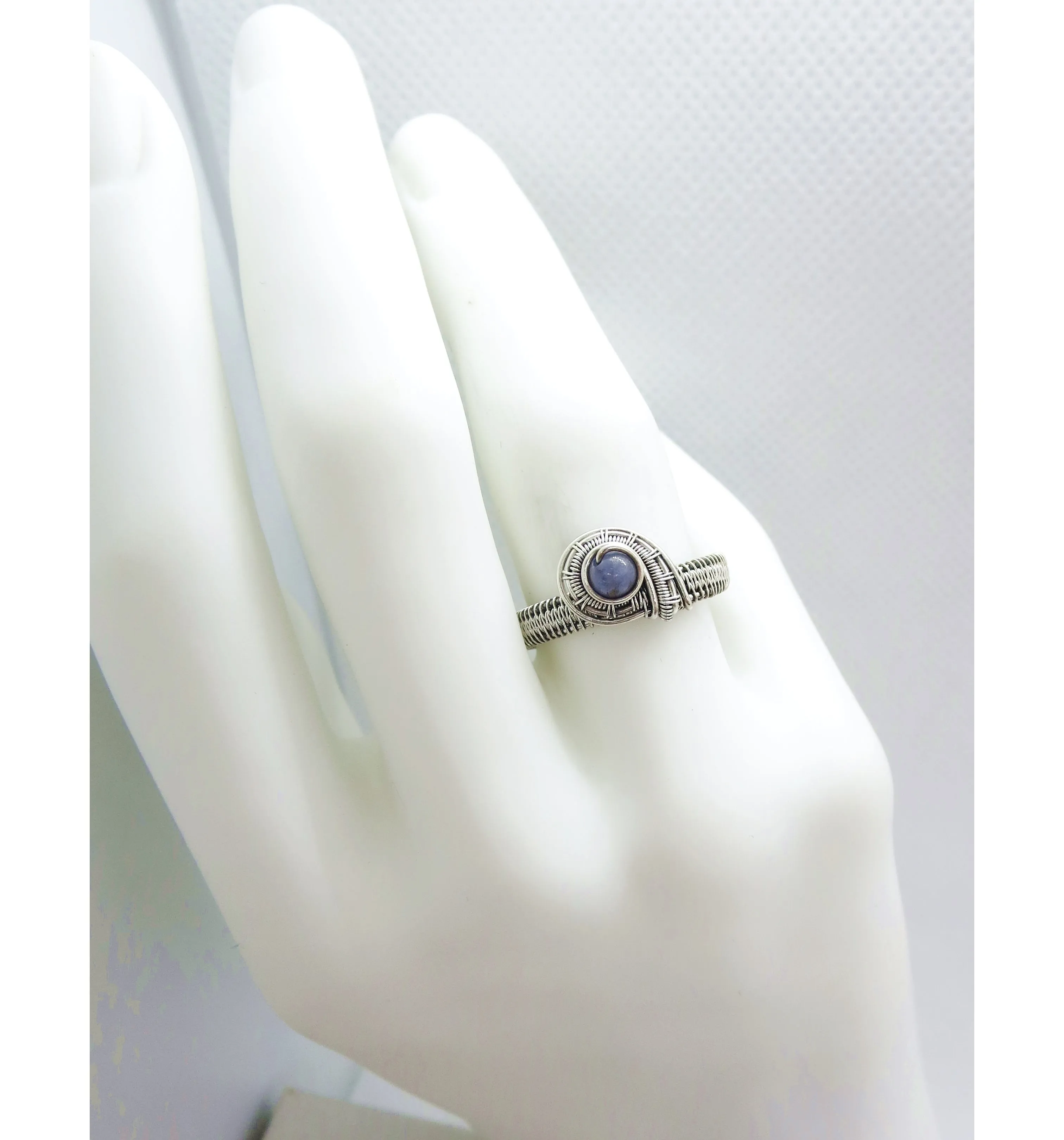 Adjustable Woven Sterling Silver Ring with Customizable Gemstone