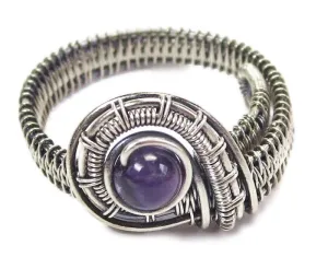 Adjustable Woven Sterling Silver Ring with Customizable Gemstone