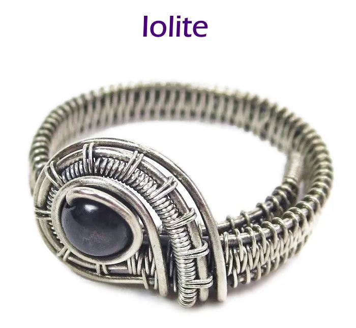 Adjustable Woven Sterling Silver Ring with Customizable Gemstone