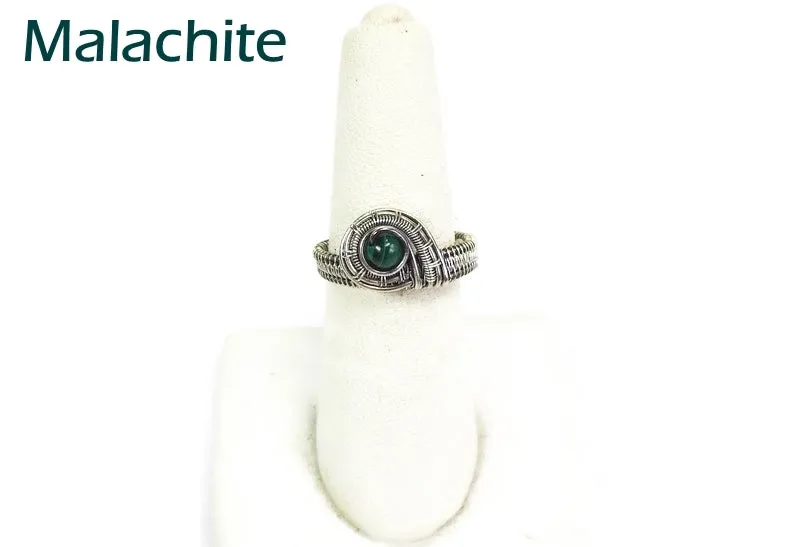 Adjustable Woven Sterling Silver Ring with Customizable Gemstone