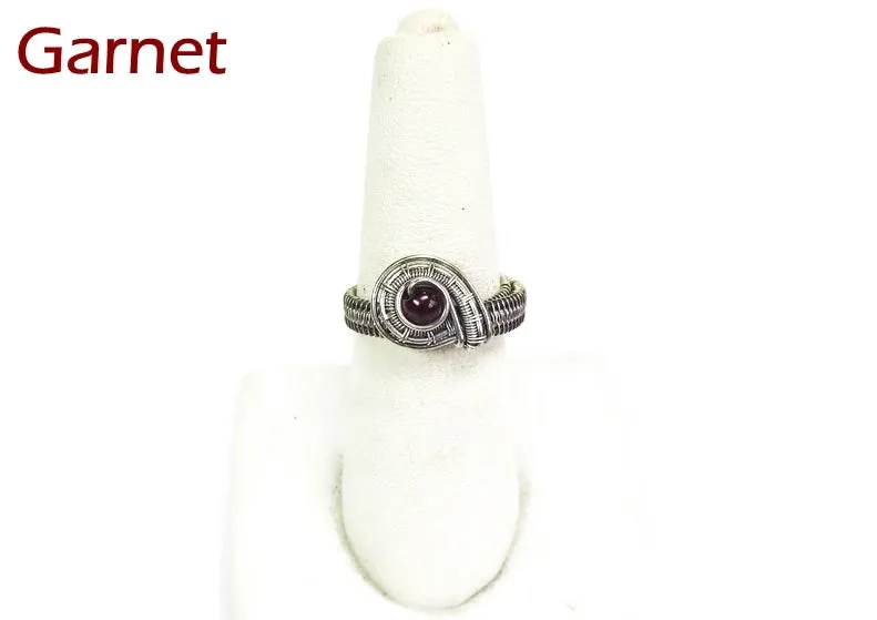 Adjustable Woven Sterling Silver Ring with Customizable Gemstone