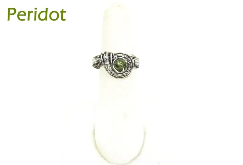 Adjustable Woven Sterling Silver Ring with Customizable Gemstone
