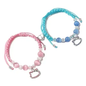 Adorable Hello Kitty Crystal Beaded Magnetic Bracelets | Matching Bracelets