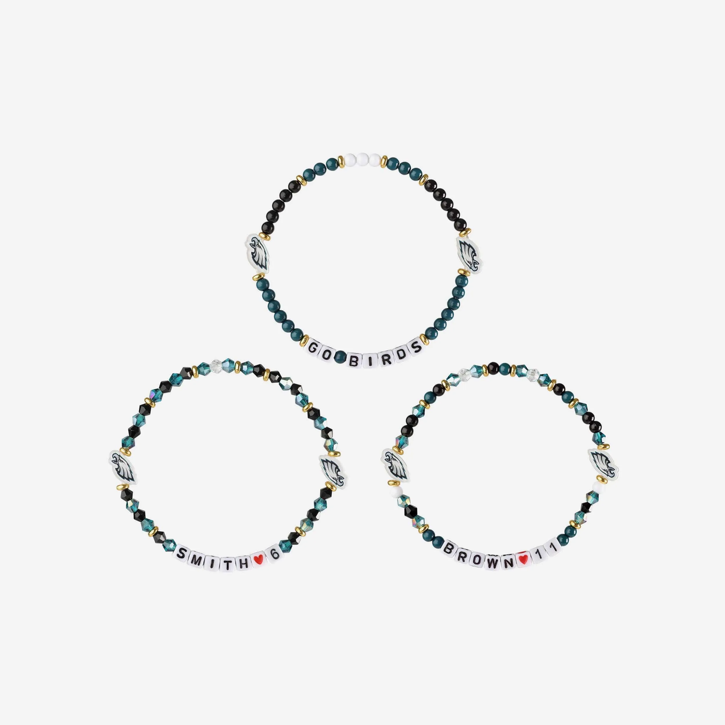 AJ Brown & Devonta Smith Philadelphia Eagles 3 Pack Player Friendship Bracelet