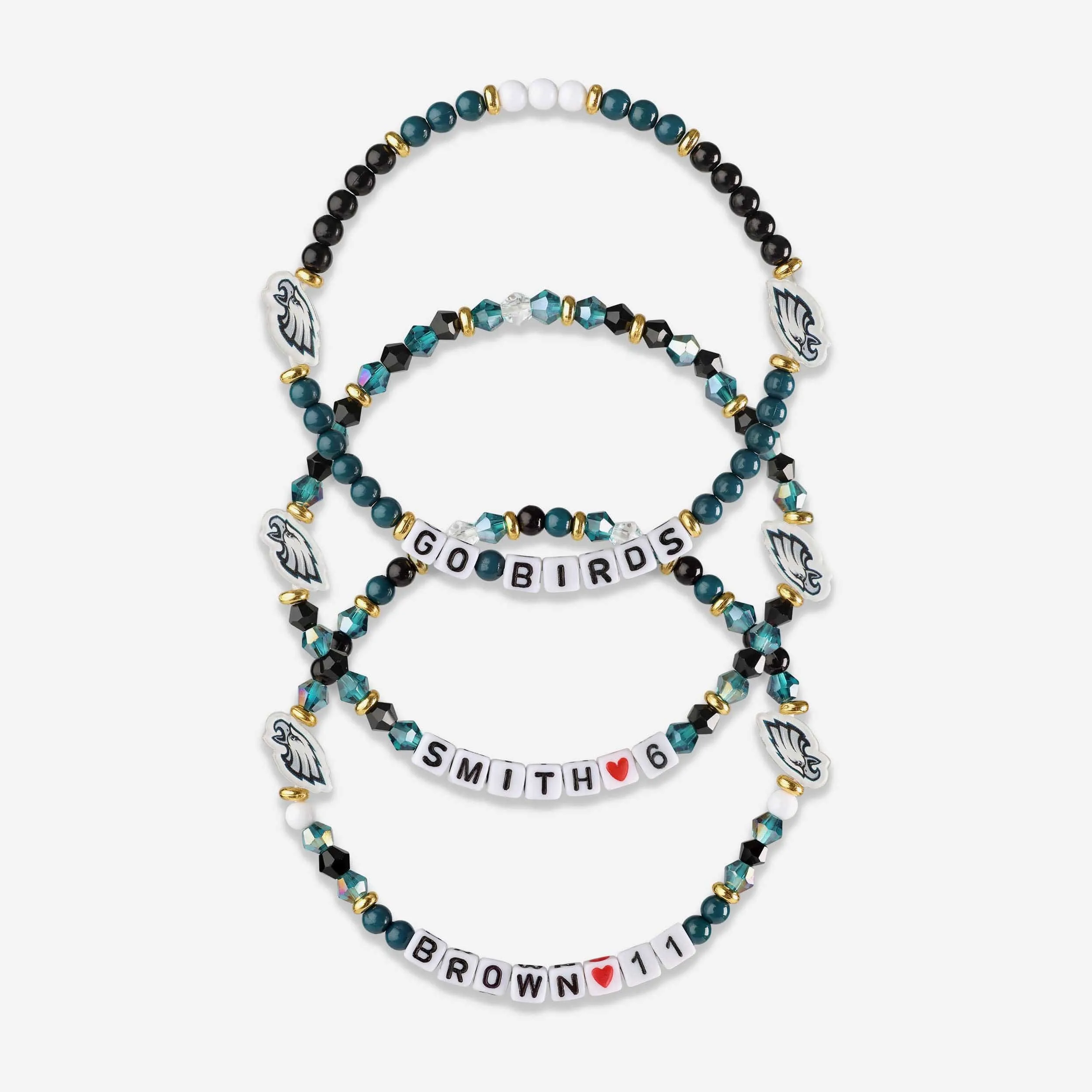 AJ Brown & Devonta Smith Philadelphia Eagles 3 Pack Player Friendship Bracelet