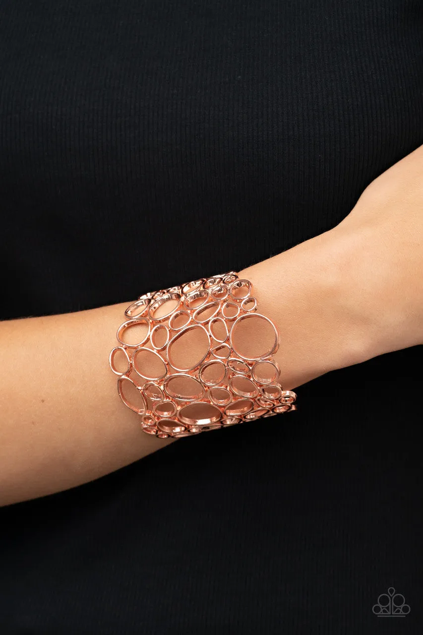 All Turned Around - Copper -  Circle Cutout Paparazzi Cuff Bracelet