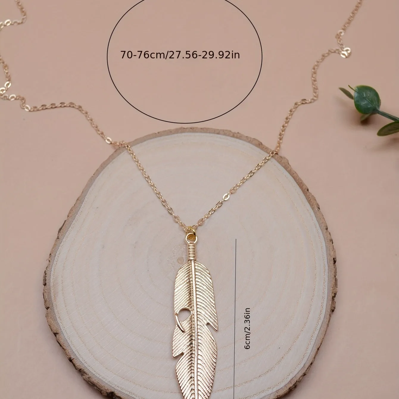Alloy Feather Pendant Necklace Men's Sweater Accessory