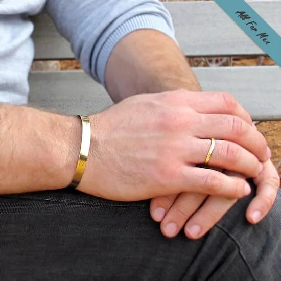 Anniversary Mens Gift - Personalized Gold Bracelet for Men