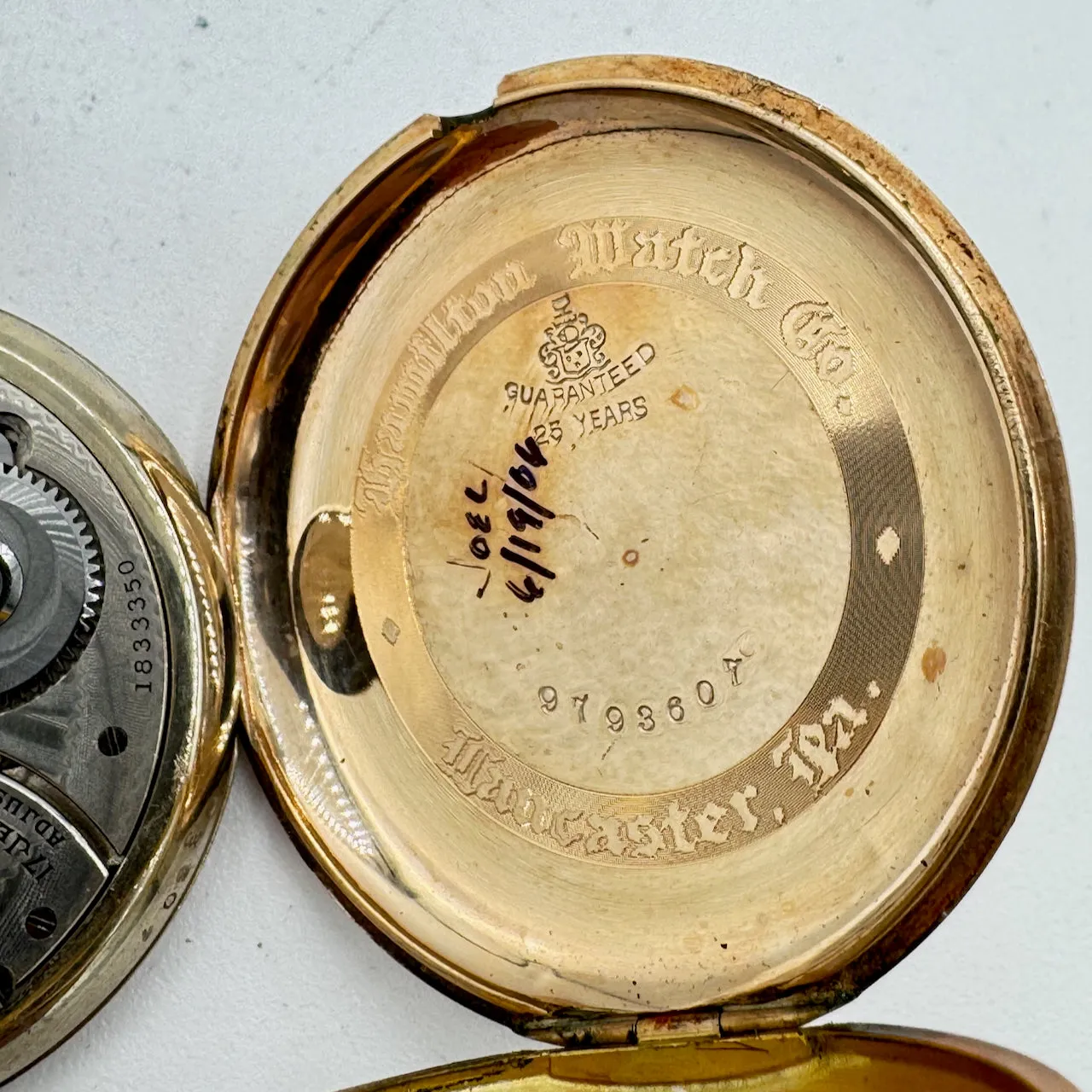 Antique 12s 1917 Hamilton Roman Swingout 17 Jewel Pocket Watch 910 25 Year GF