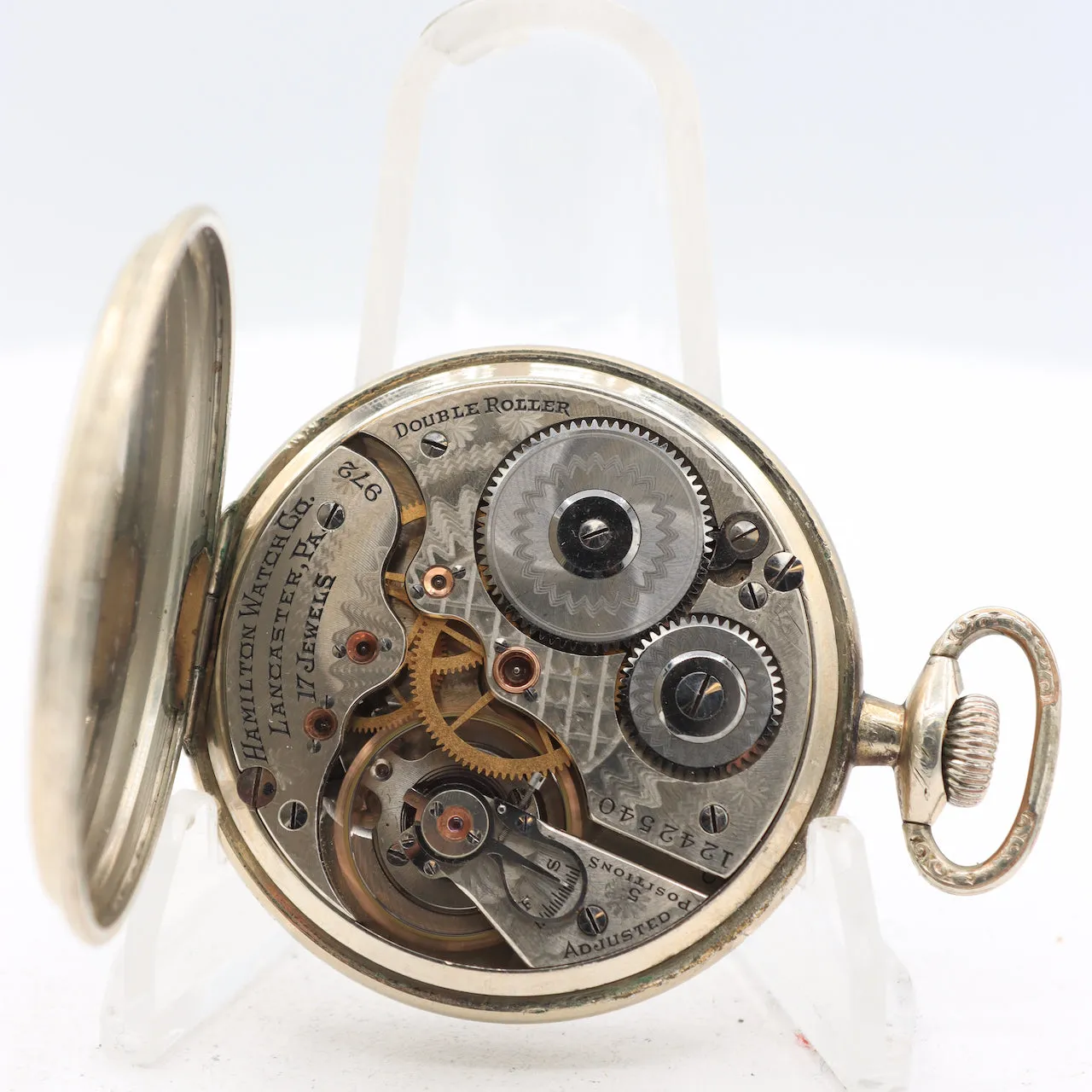 Antique 16s 1917 Hamilton Engraved 17 Jewel Railroad Pocket Watch 972 USA