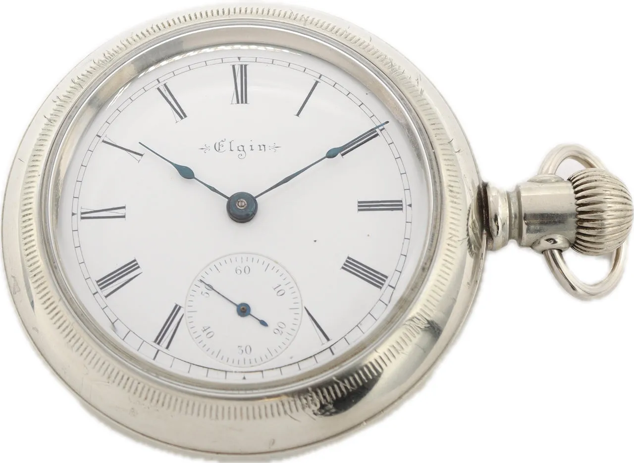 Antique 18S Elgin Coin Edge Mechanical Open Face Pocket Watch 141 Silverode