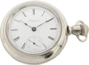 Antique 18S Elgin Coin Edge Mechanical Open Face Pocket Watch 141 Silverode