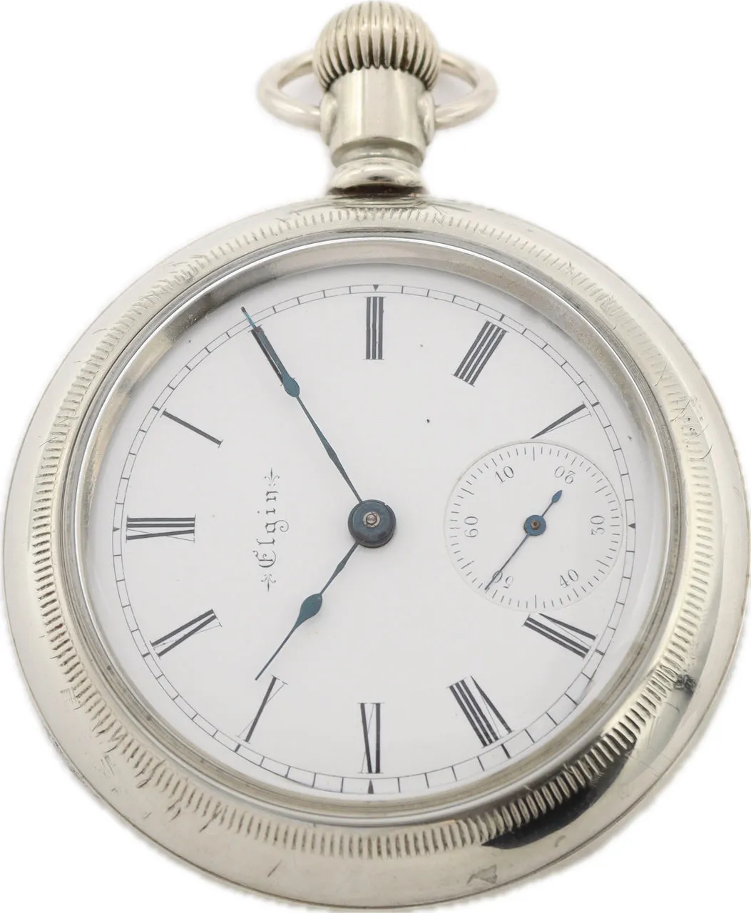 Antique 18S Elgin Coin Edge Mechanical Open Face Pocket Watch 141 Silverode