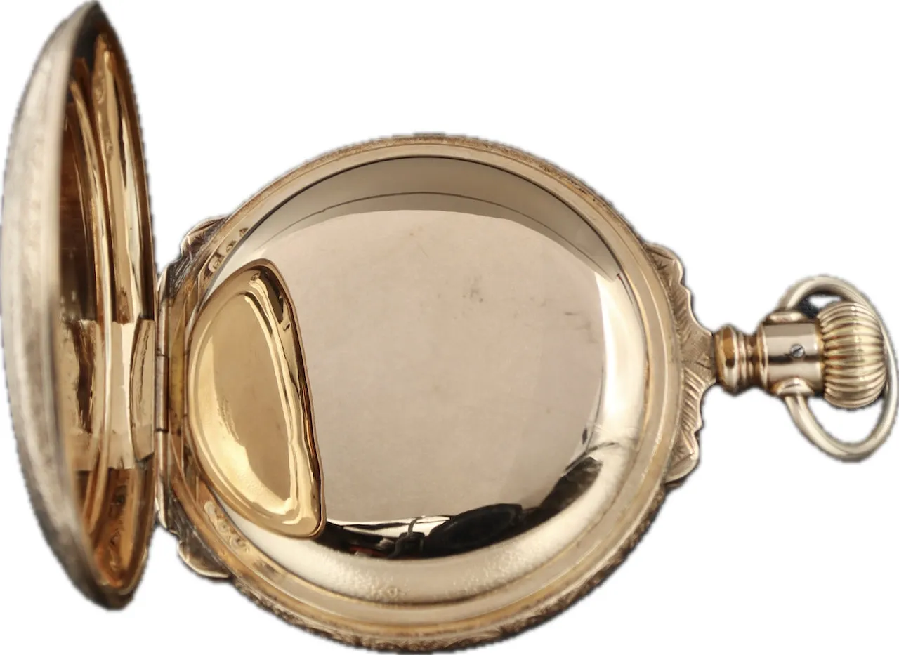 Antique 18S Elgin G.M.Wheeler Box Hinge Hunter Pocket Watch Grade 82 14k GF