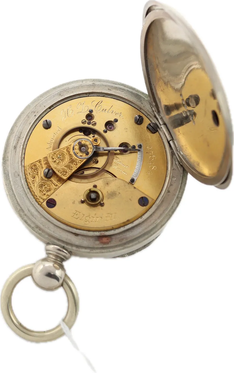 Antique 18S Elgin H.Z. Culver Key Wind Open Face Pocket Watch 62 Silveroid