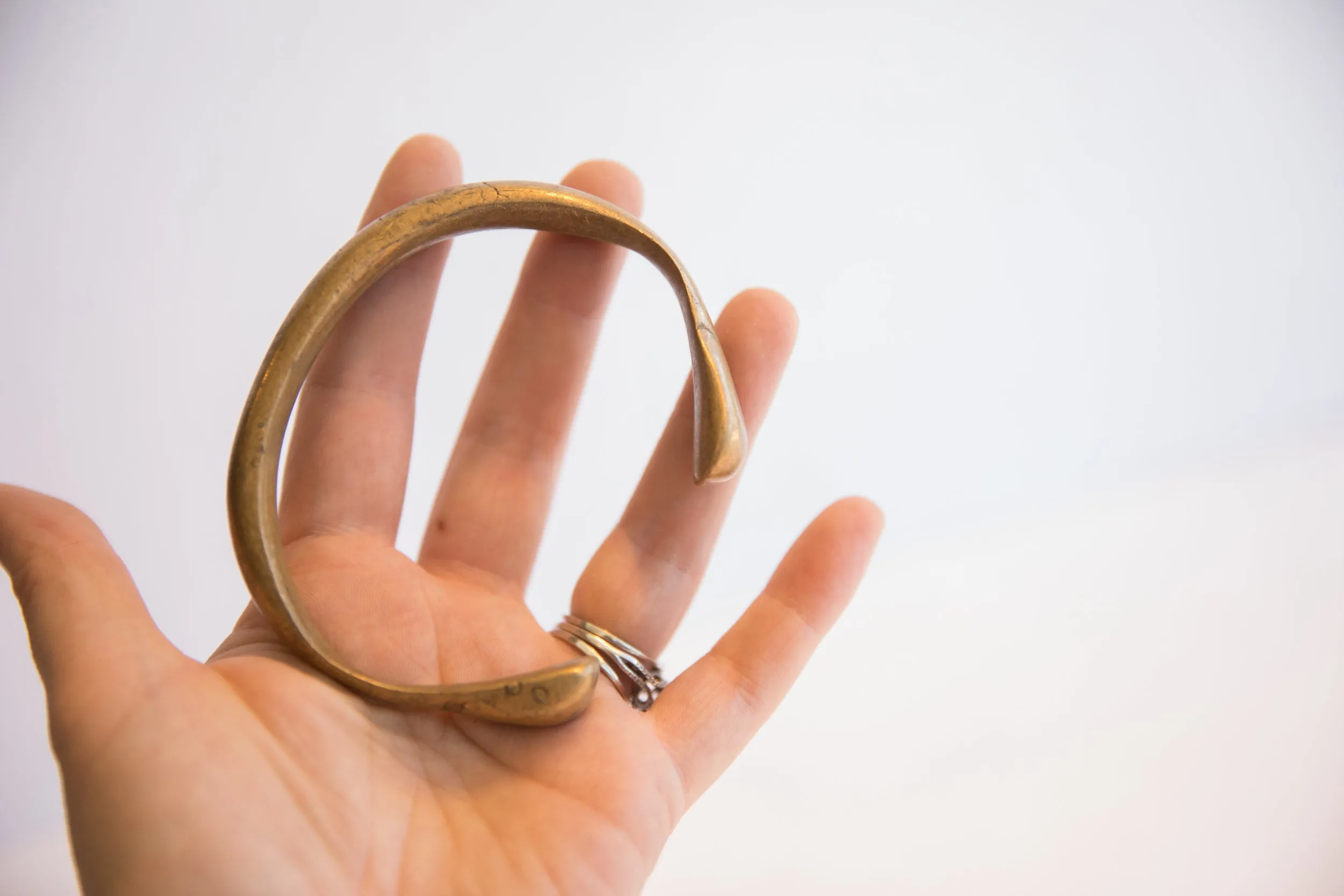 Antique African Bronze Snake Cuff Bracelet