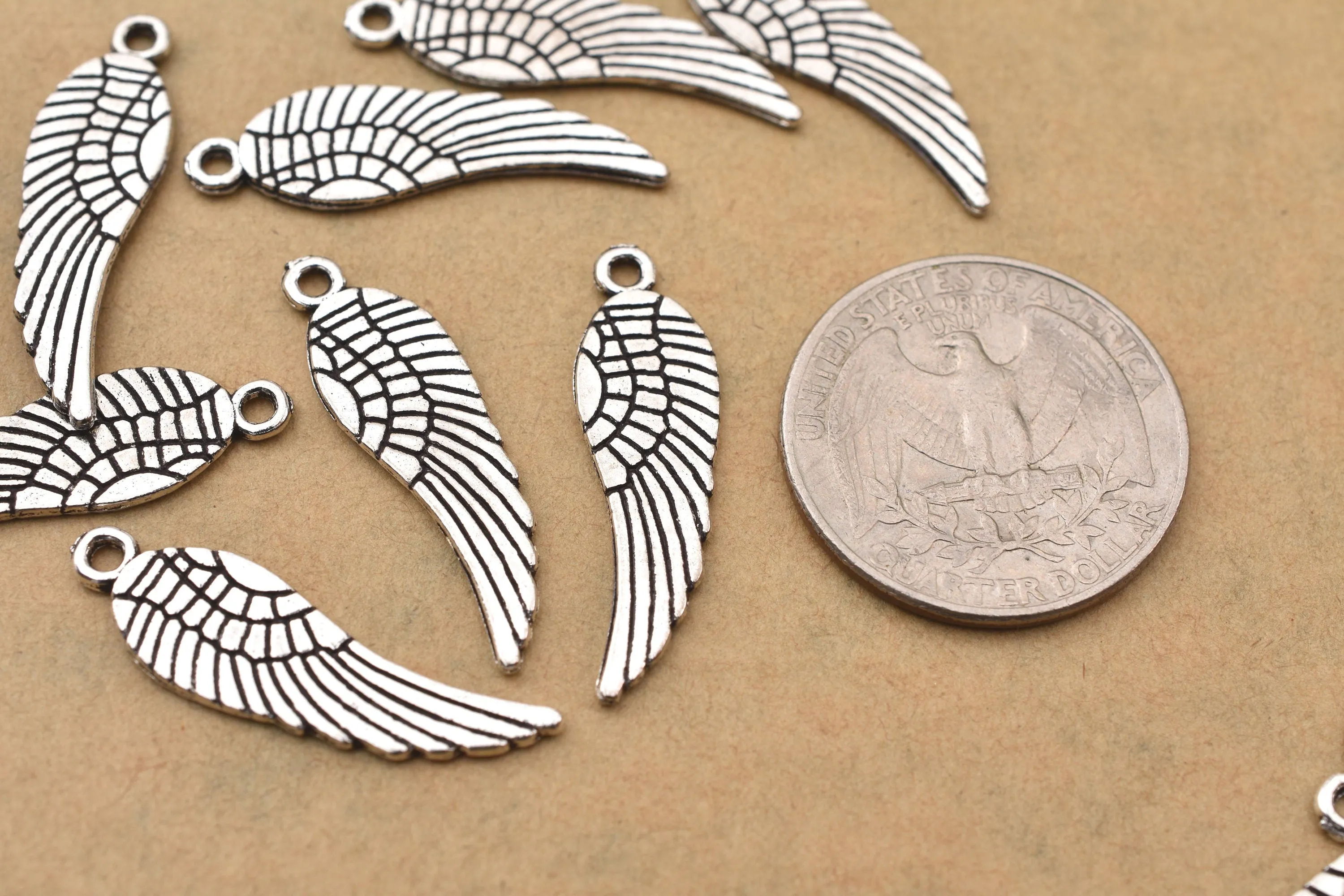 Antique Silver Plated Wings Charms